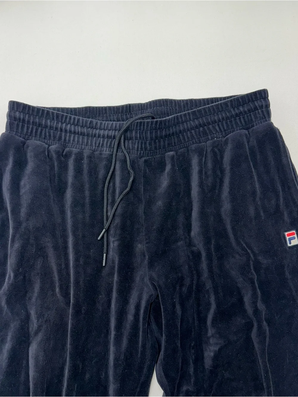 FILA Velour Track Pants Mens 2XL Black Velour Tracksuit Joggers Vintage Y2K